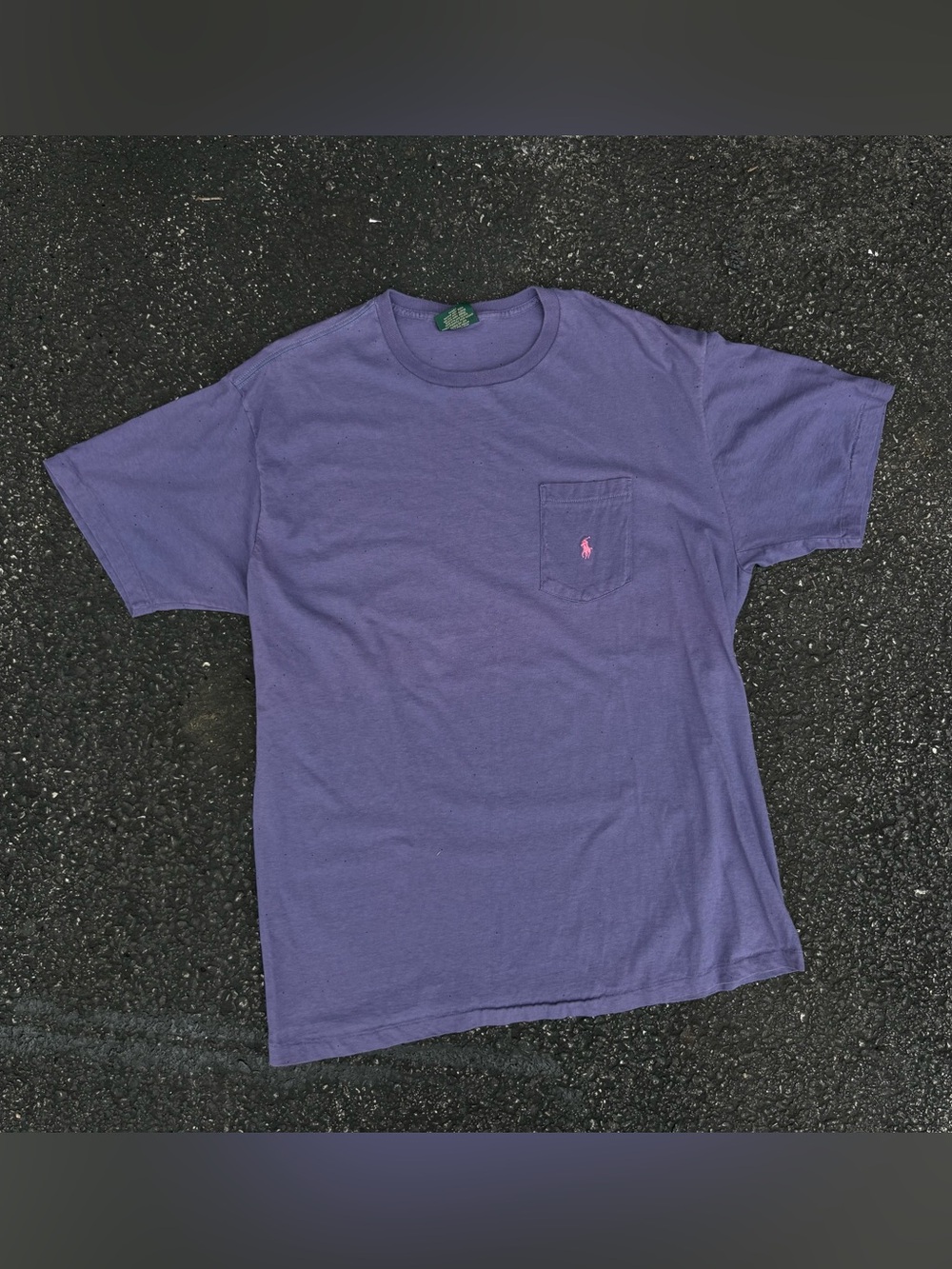 Vintage Polo Country Ralph Lauren Blue Pocket T-Shirt Size Large USA Made Preppy